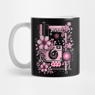 Black and pink with flowers Mug